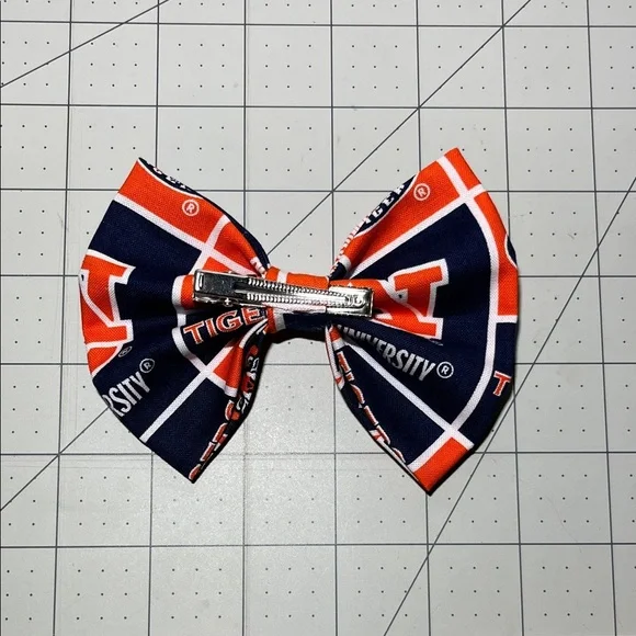 Auburn Tigers Kids Hair Bow - Navy and Orange - Picture 2 of 4